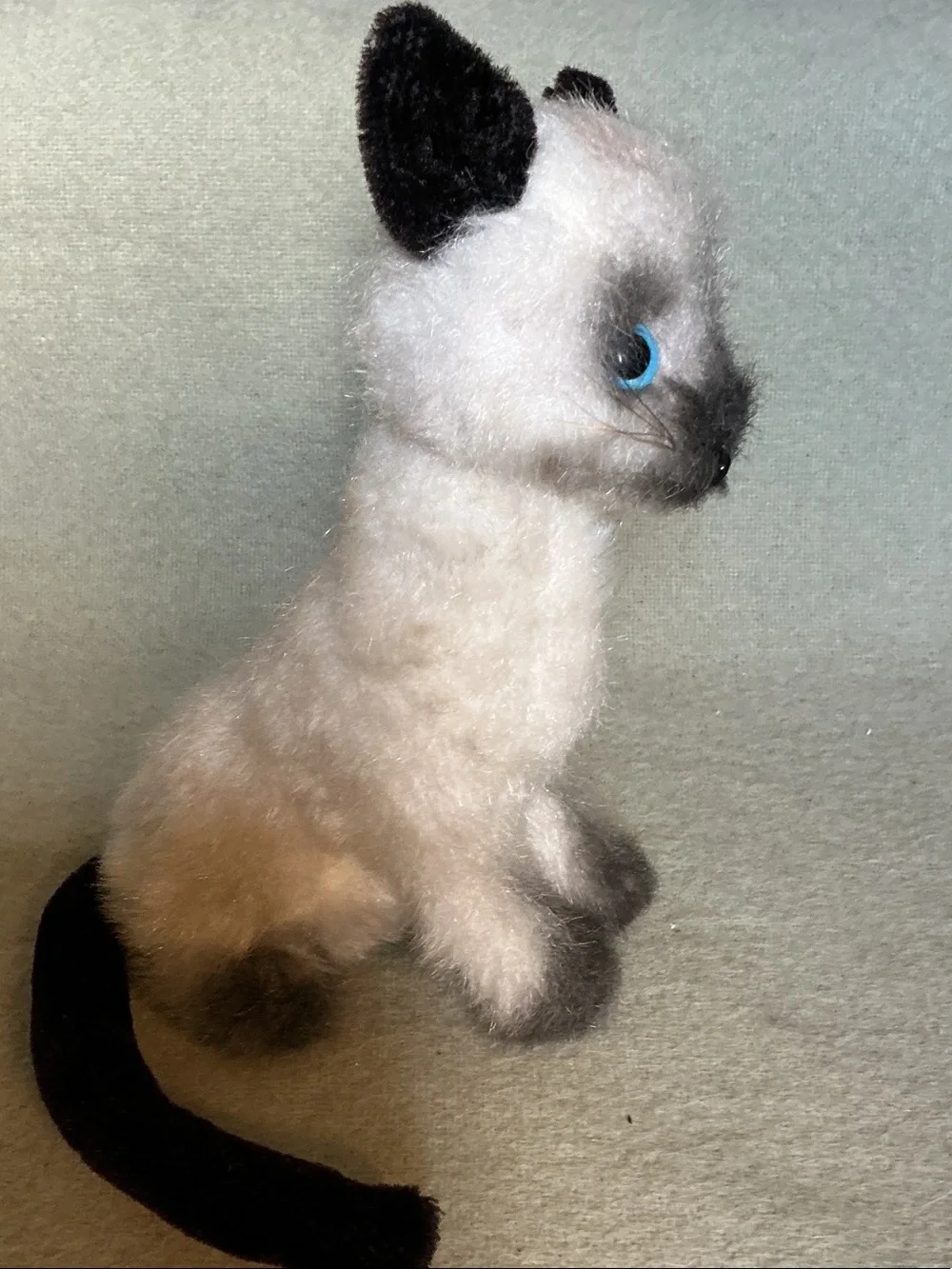 Plush Siamese-Style Cat Toy - Cream with Dark Brown Accents